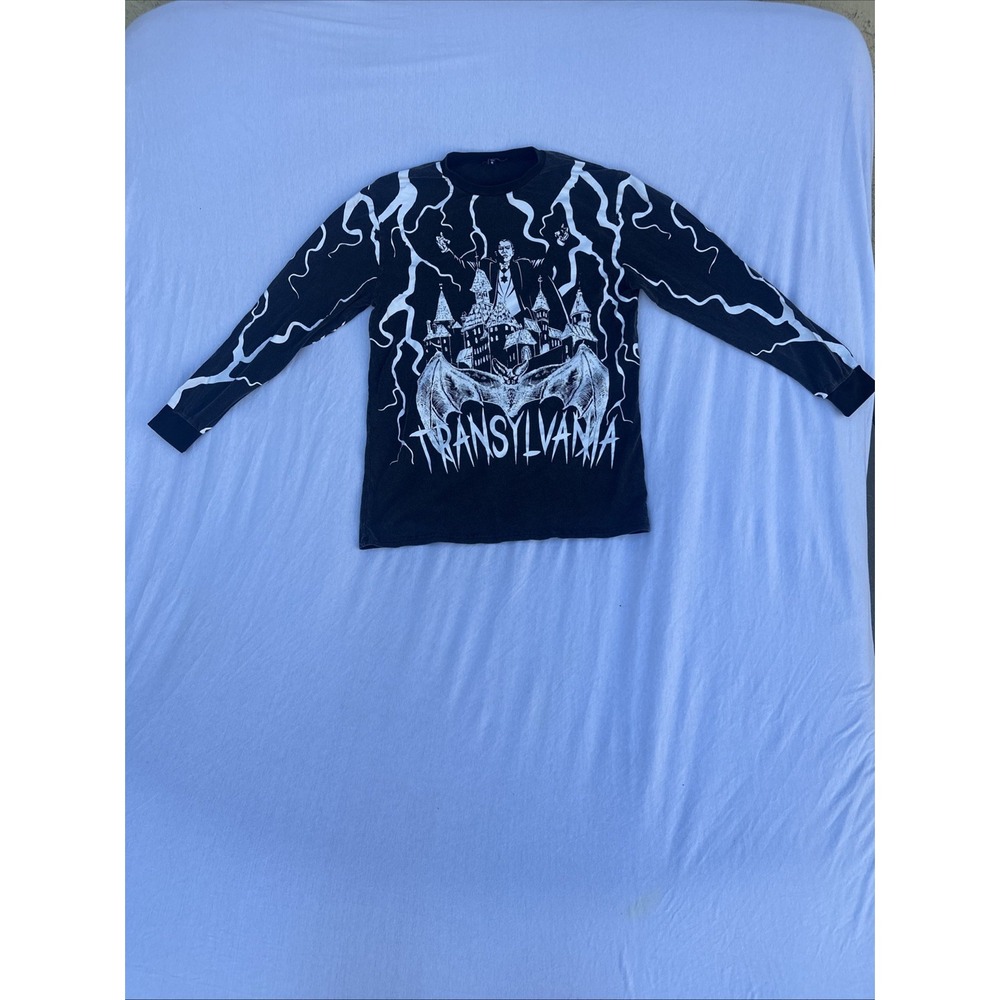 Dolls Kill Transylvania Monsters Castle T-Shirt Faded Long Sleeve Sz S(Oversize)